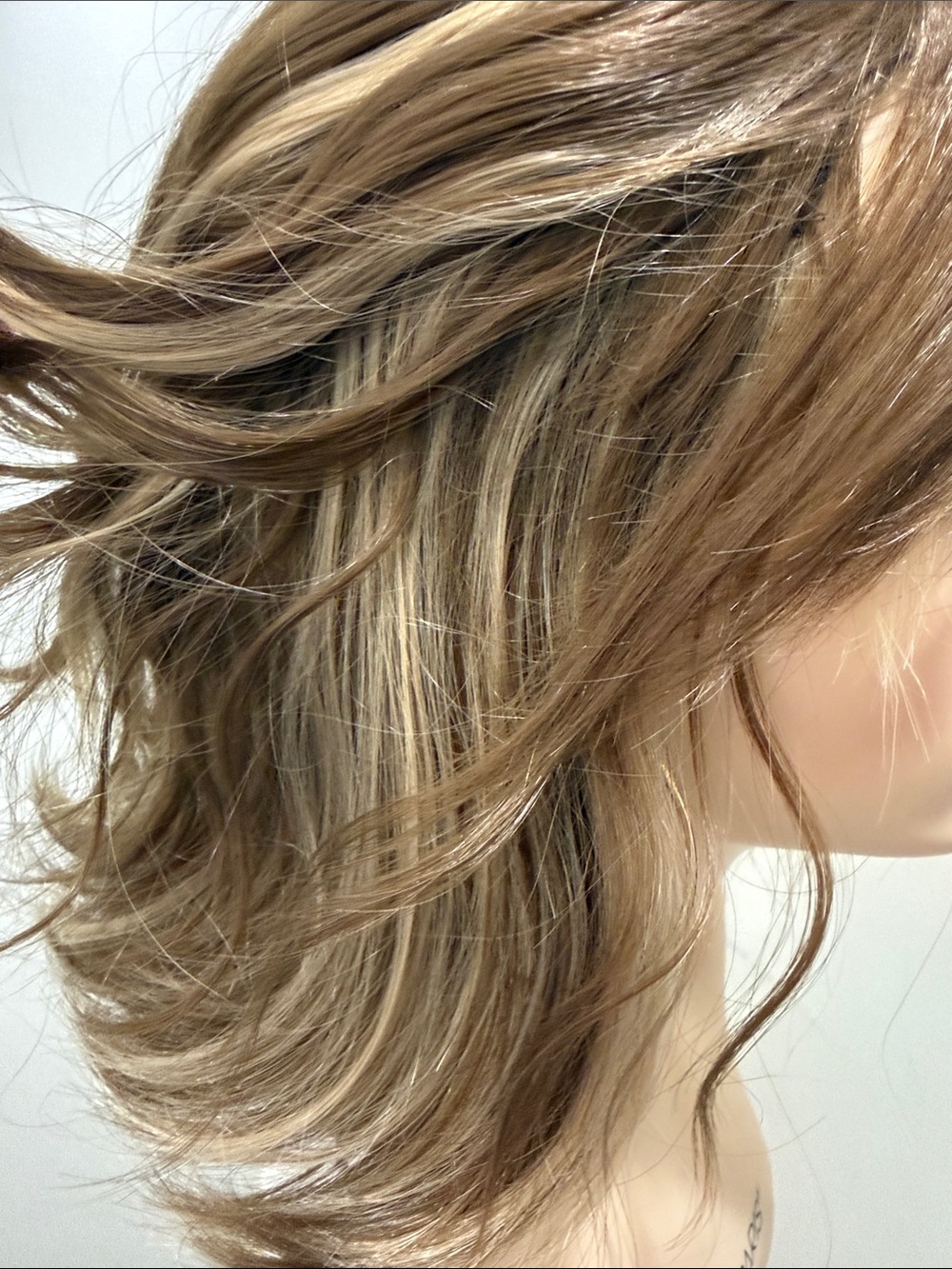 HAIR, 12” Wavy Bob with Bangs, Brown Blonde Highlights